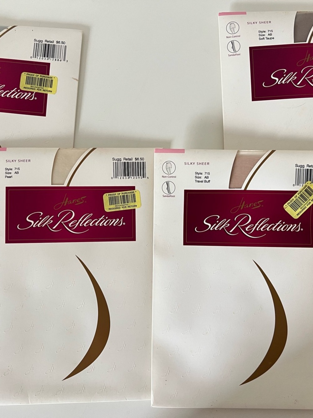 Lot 4 Hanes Silk Reflections 715 Pantyhose Size AB Travel Buff Taupe